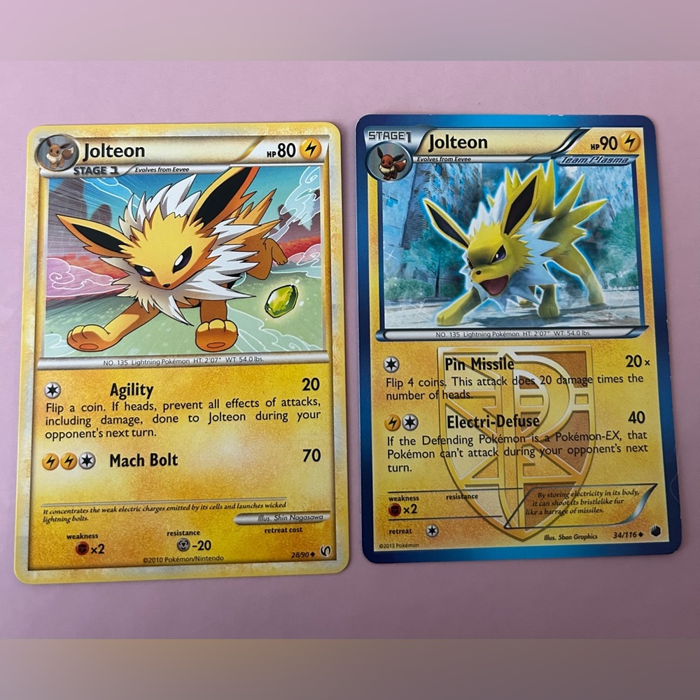 Pokémon Jolteon cards from 2010s.